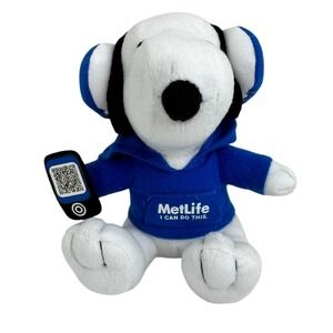 Peanuts Snoopy with blue Hoodie Met Life 6" PLUSH DOLL Toy